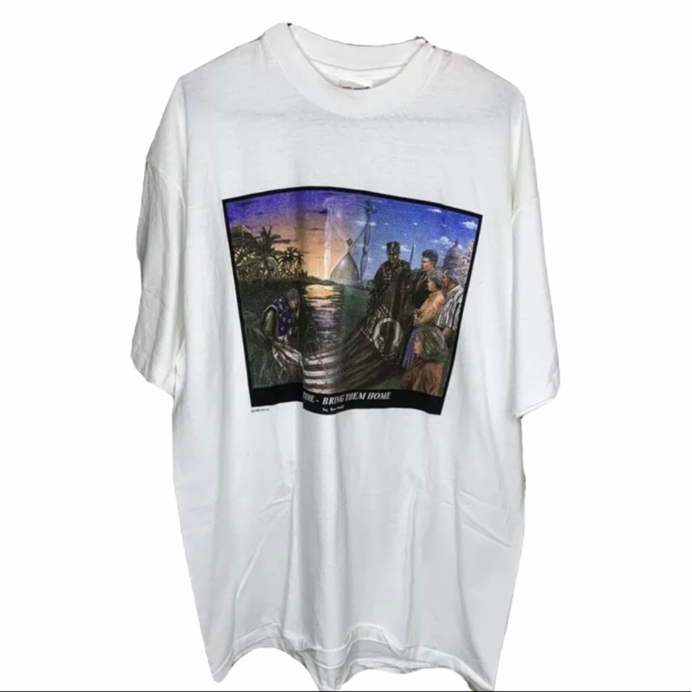Vtg Pow Mia Men Graphic Shirt XL Presidents 1993